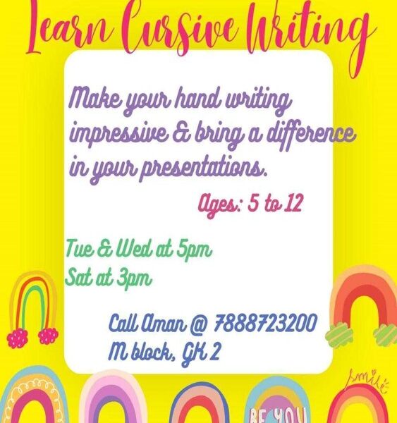 Cursive Writing Classes in Greater Kailash 2