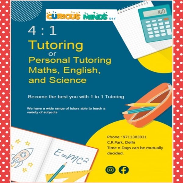 Personal Tuition Classes for Math, Science & English in CR Park