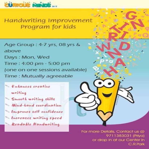 English Handwriting Improvement Classes for Kids in CR Park