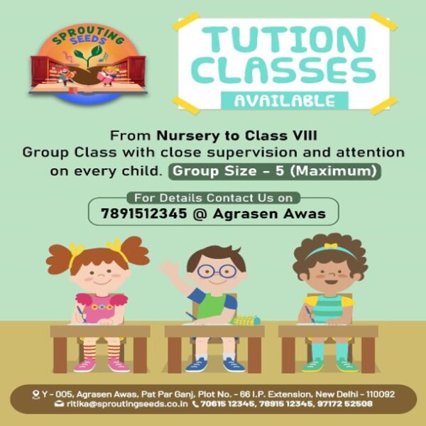 Tuition Classes for Kids from Nursery to 8th Class in Patparganj