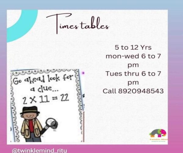 Times Tables Classes for Kids in Pitampura