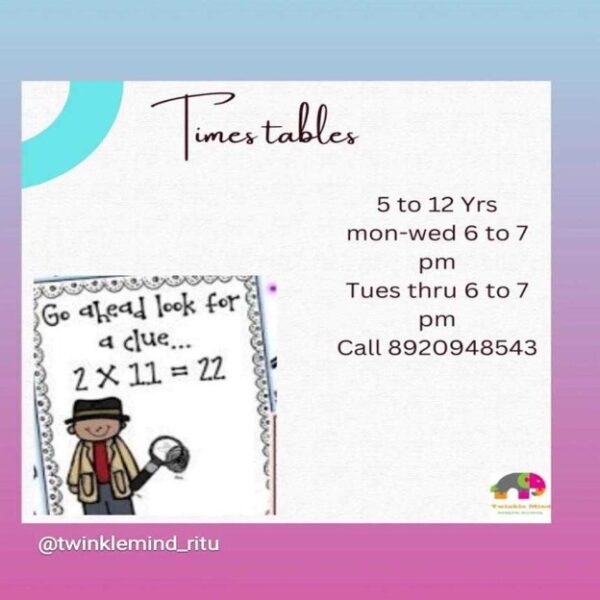 Times Tables Classes for Kids in Pitampura