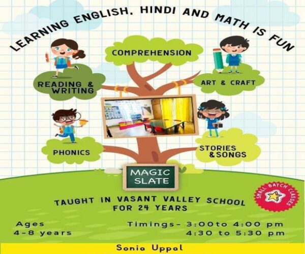 Learn Hindi, English, Math & Art and Craft Classes for Kids in New Friends Colony