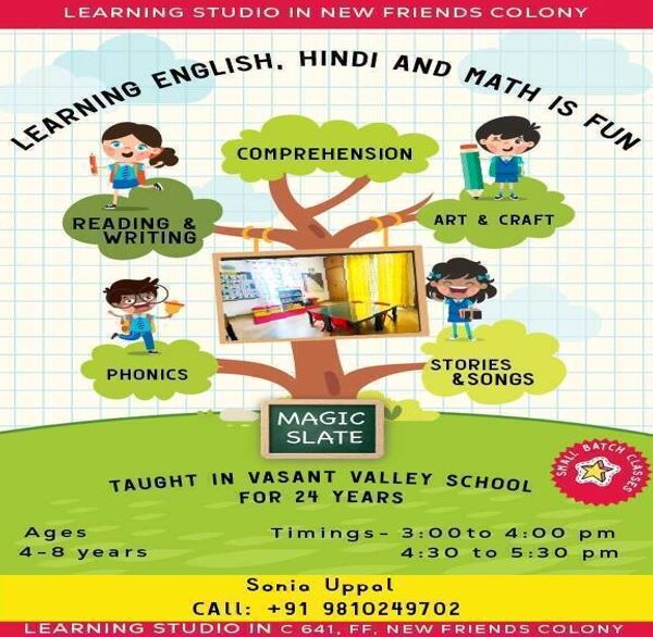 Learn Hindi, English, Math & Art and Craft Classes for Kids in New Friends Colony