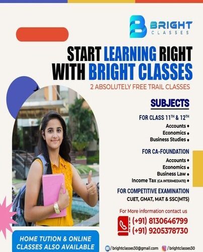 Tuition Classes for Accounts, Economics & Business Law for 11,12 & Competitive Exams in Sector 37 Faridabad