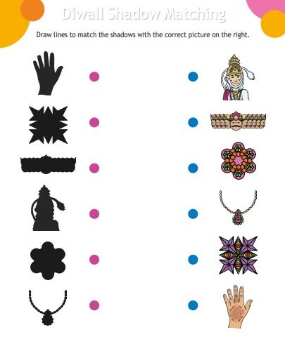 Diwali Shadow Matching Worksheet for Kids