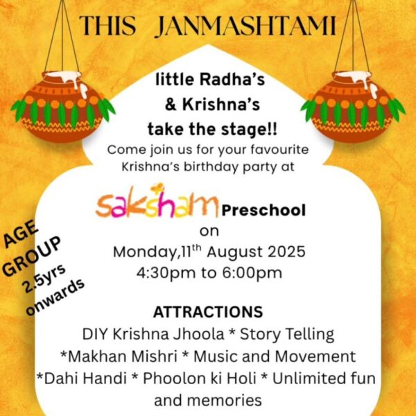 Saksham Pre school  - Janamasthami Workshop for Kids in Africa avenue South Delhi