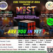 Cube Federation of India – Monsoon International Speedcubing Tournament 2025