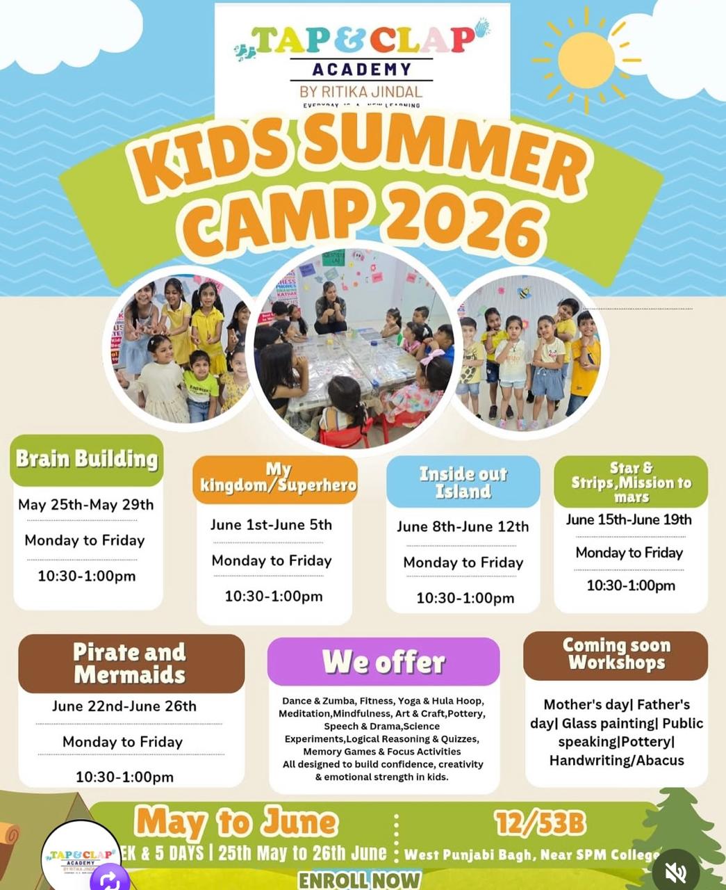 Tap n clap academyThe WIndsor Finishing Academy summer camp in Punjabi Bagh West Delhi